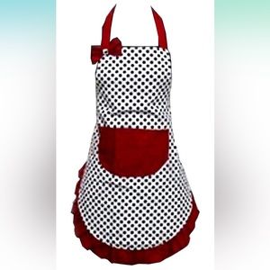 NWT Lovely Lady Dot Flirty Canvas Apron with Pocket